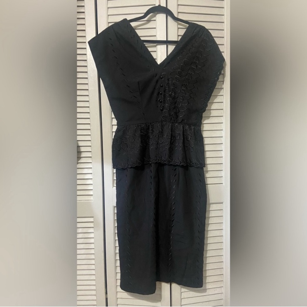 🖤 Stop Staring! black 40s inspired embroidered retro dress women's size L 🖤